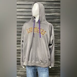 Knights Apparel LSU Gray Hoodie with Purple Neck Trim